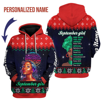 CustomsPig Personalized Hoodie September Girl All Over Printed