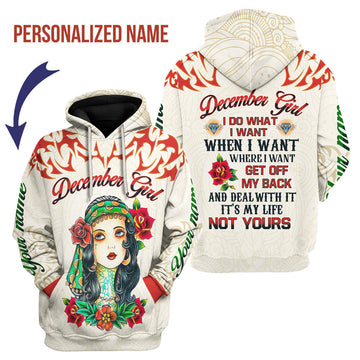 CustomsPig Personalized Hoodie December Girl All Over Printed