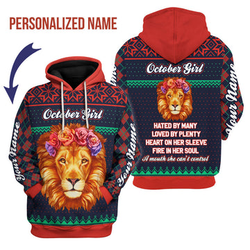 CustomsPig Personalized Hoodie October Girl All Over Printed
