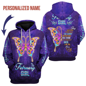 CustomsPig Personalized Hoodie February Girl All Over Printed
