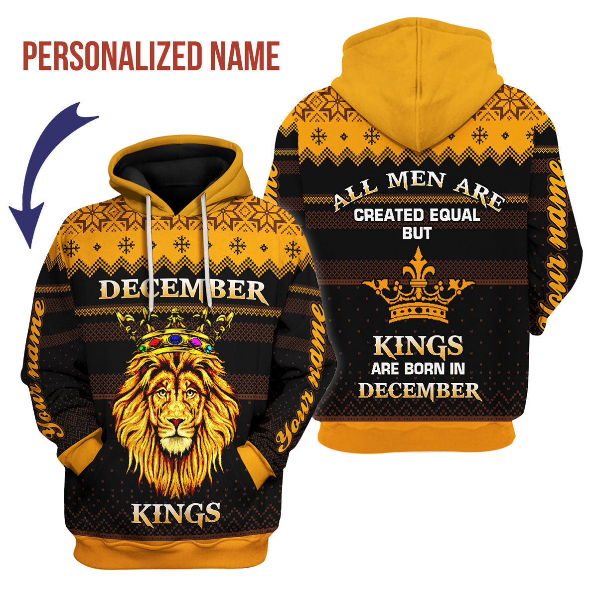 CustomsPig Personalized Hoodie December MenOver Printed