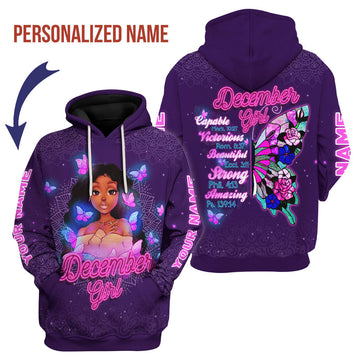 Customspig Personalized Hoodie December Girl All Over Printed