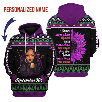 CustomsPig Personalized Hoodie September Girl All Over Printed