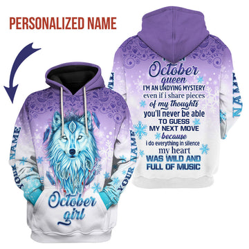 CustomsPig Personalized Hoodie I'm An October Queen All Over Printed