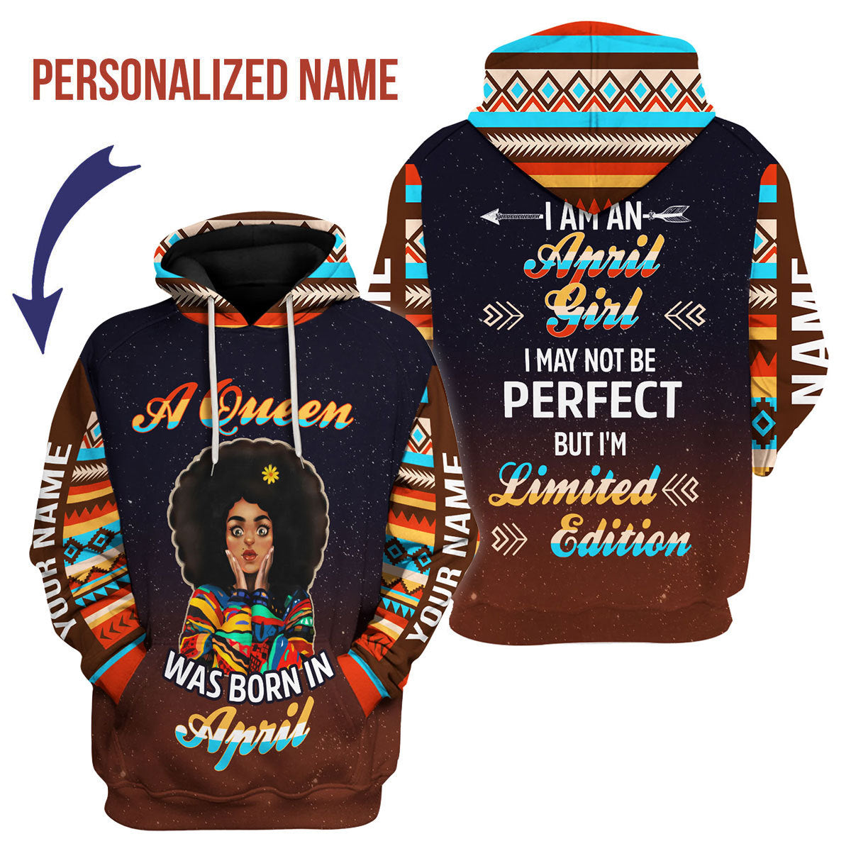 CustomsPig Personalized Hoodie April Girl All Over Printed