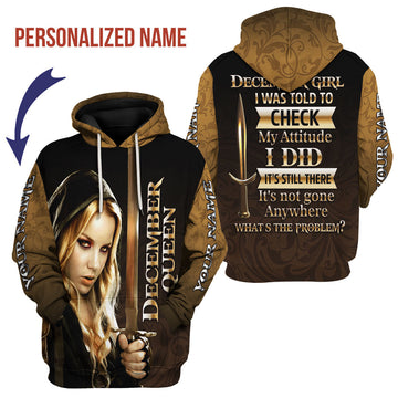 CustomsPig Personalized Hoodie I'm A December Girl All Over Printed