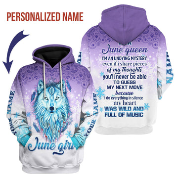 CustomsPig Personalized Hoodie I'm A June Queen All Over Printed