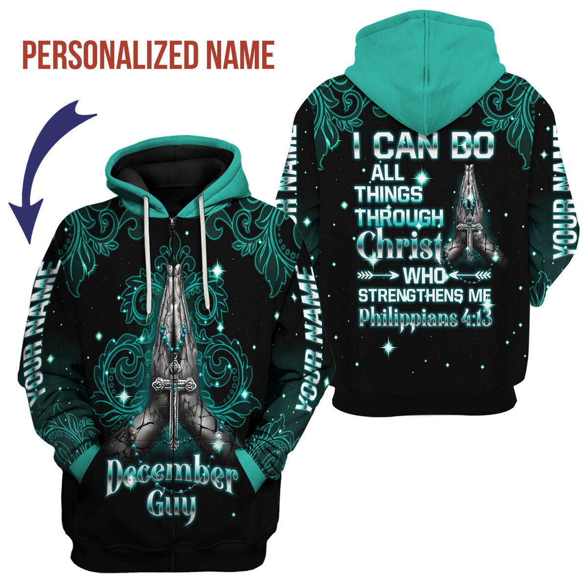 CustomsPig Personalized Hoodie December Guy All Over Printed