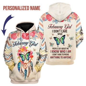 CustomsPig Personalized Hoodie February Girl All Over Printed