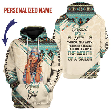 CustomsPig Personalized Hoodie April Girl All Over Printed