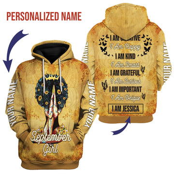 Customspig Personalized Hoodie September Girl All Over Printed