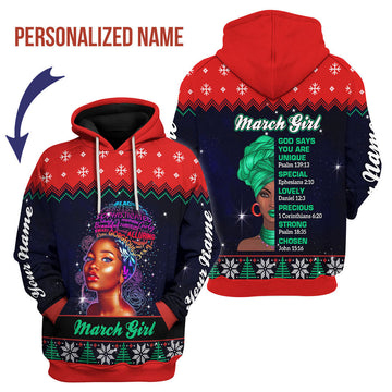 CustomsPig Personalized Hoodie March Girl All Over Printed
