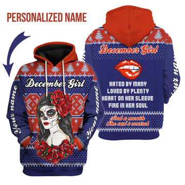 CustomsPig Personalized Hoodie December Girl Hated By Many Loved By Plenty All Over Printed