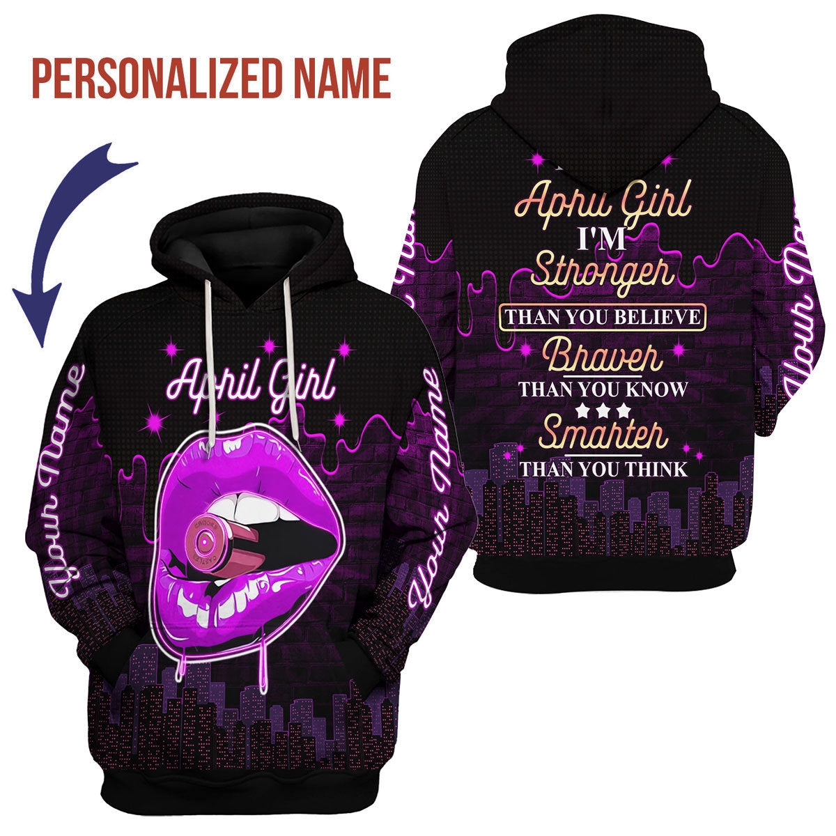 CustomsPig Personalized Hoodie I'm An April Girl All Over Printed