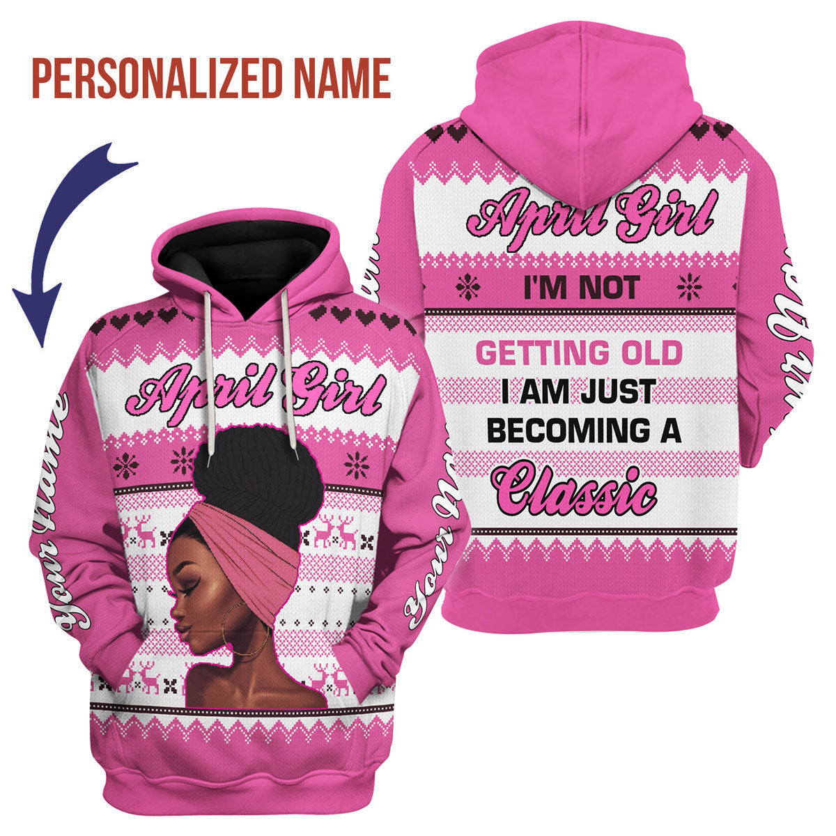 CustomsPig Personalized Hoodie April Girl All Over Printed