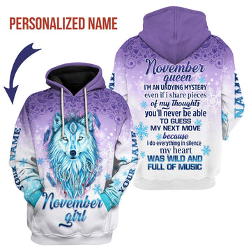 CustomsPig Personalized Hoodie I'm A November Queen All Over Printed