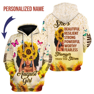CustomsPig Personalized Hoodie August Girl All Over Printed