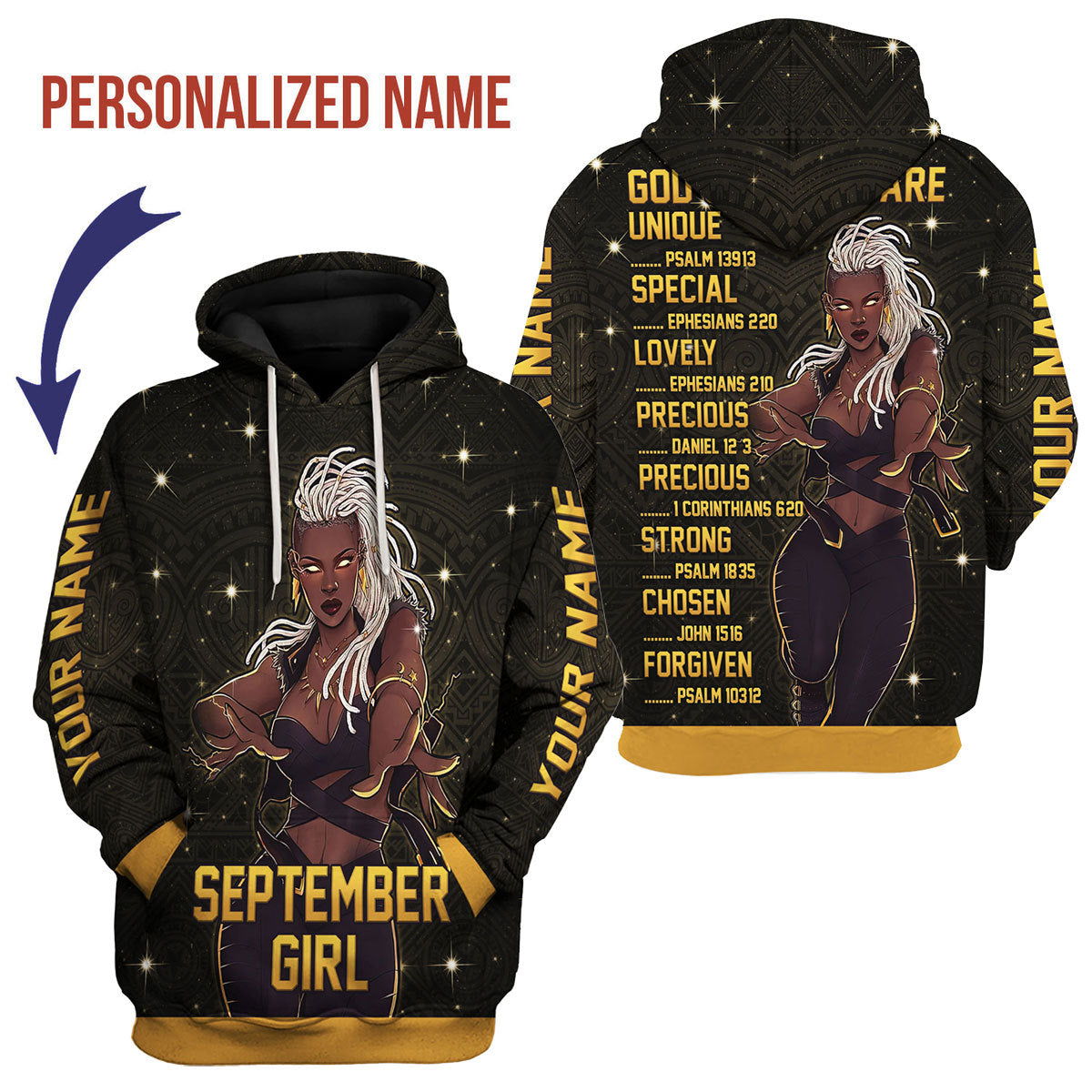 Customspig Personalized Hoodie September Girl All Over Printed