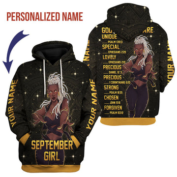 Customspig Personalized Hoodie September Girl All Over Printed