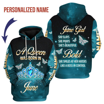 CustomsPig Personalized Hoodie June Girl All Over Printed