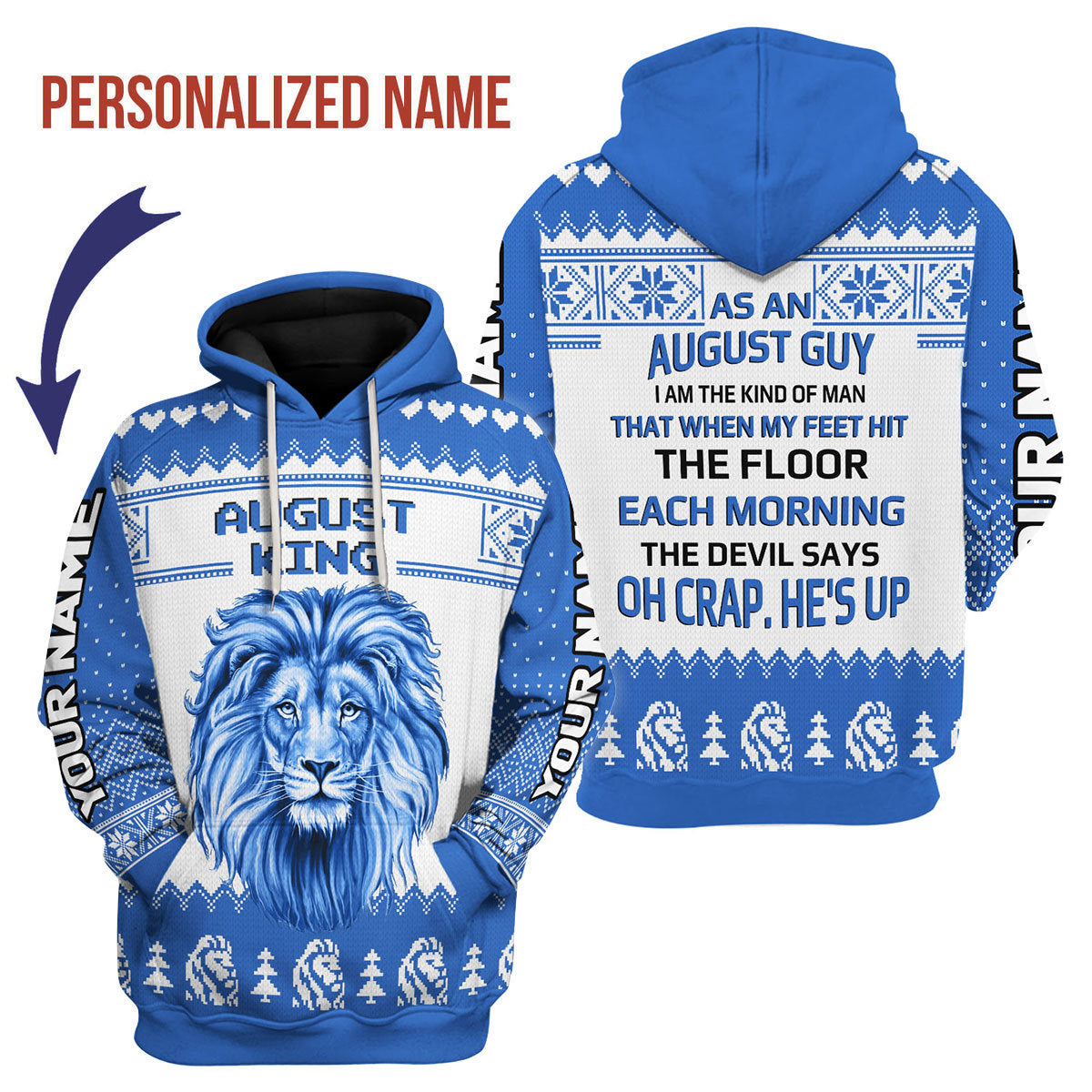 CustomsPig Personalized Hoodie August Guy All Over Printed