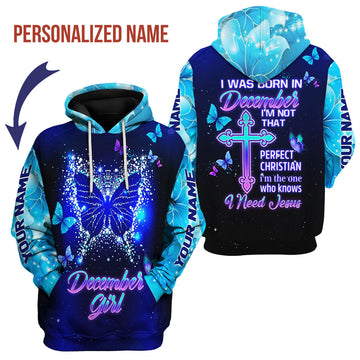 CustomsPig Personalized Hoodie December Girl All Over Printed