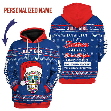 CustomsPig Personalized Hoodie July Girl I Am Who I Am All Over Printed