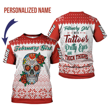 CustomsPig Personalized T-Shirt February Girl All Over Printed