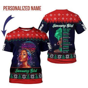 CustomsPig Personalized T-Shirt January Girl All Over Printed
