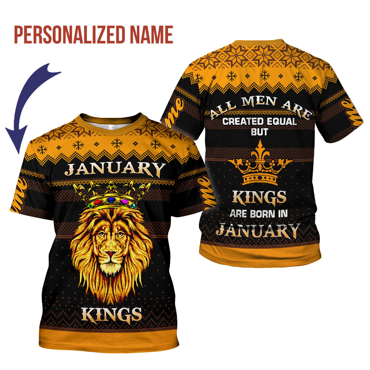 CustomsPig Personalized T-Shirt January Guy Kings Are Born In January All Over Printed