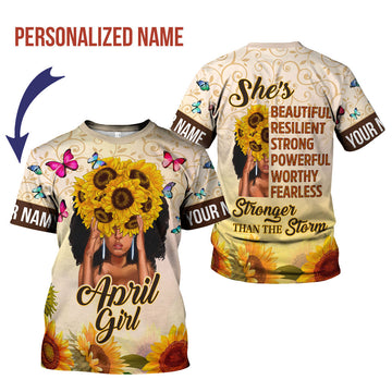 CustomsPig Personalized T-Shirt April Girl All Over Printed
