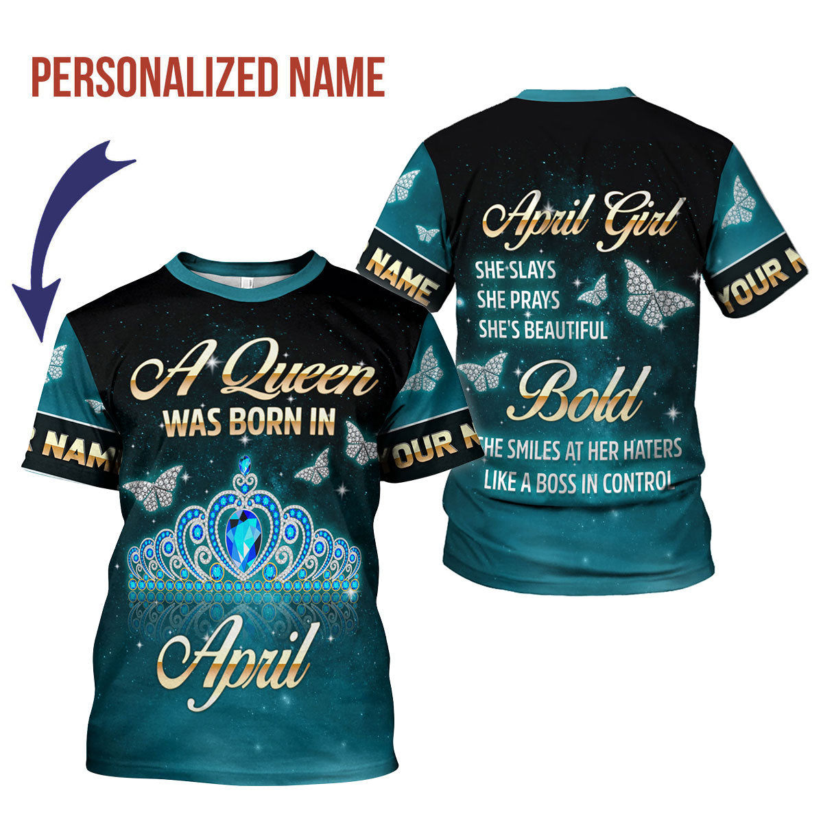 CustomsPig Personalized T-Shirt April Girl All Over Printed