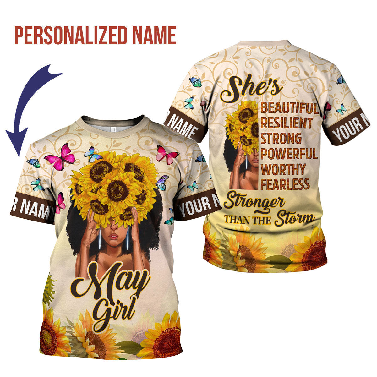 CustomsPig Personalized T-Shirt May Girl All Over Printed