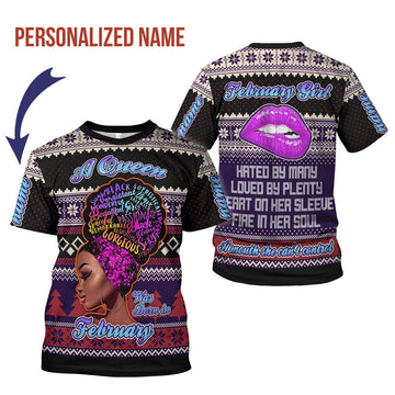 CustomsPig Personalized T-Shirt February Queen All Over Printed