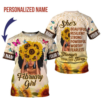 CustomsPig Personalized T-Shirt February Girl All Over Printed