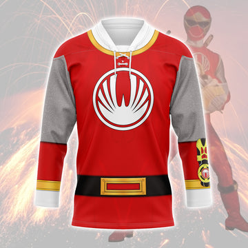 HumansBold Power Rangers Ninja Storm Red Ranger Hockey Jersey