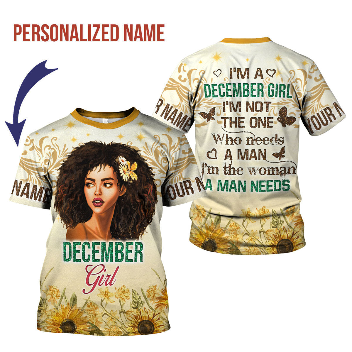 CustomsPig Personalized T-shirt December Girl All Over Printed