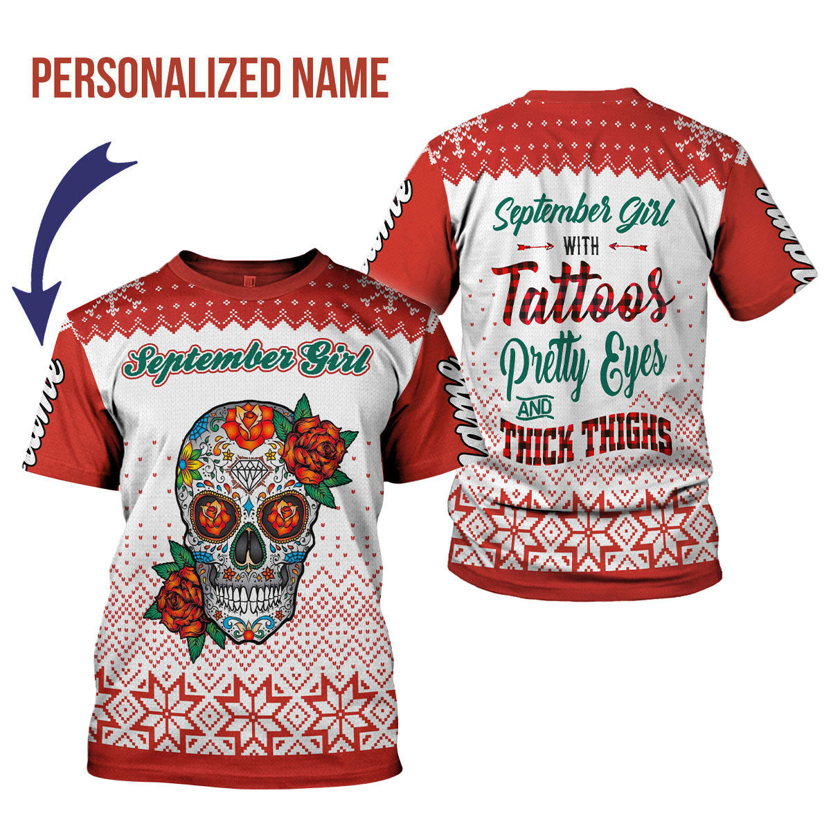CustomsPig Personalized T-shirt September Girl All Over Printed