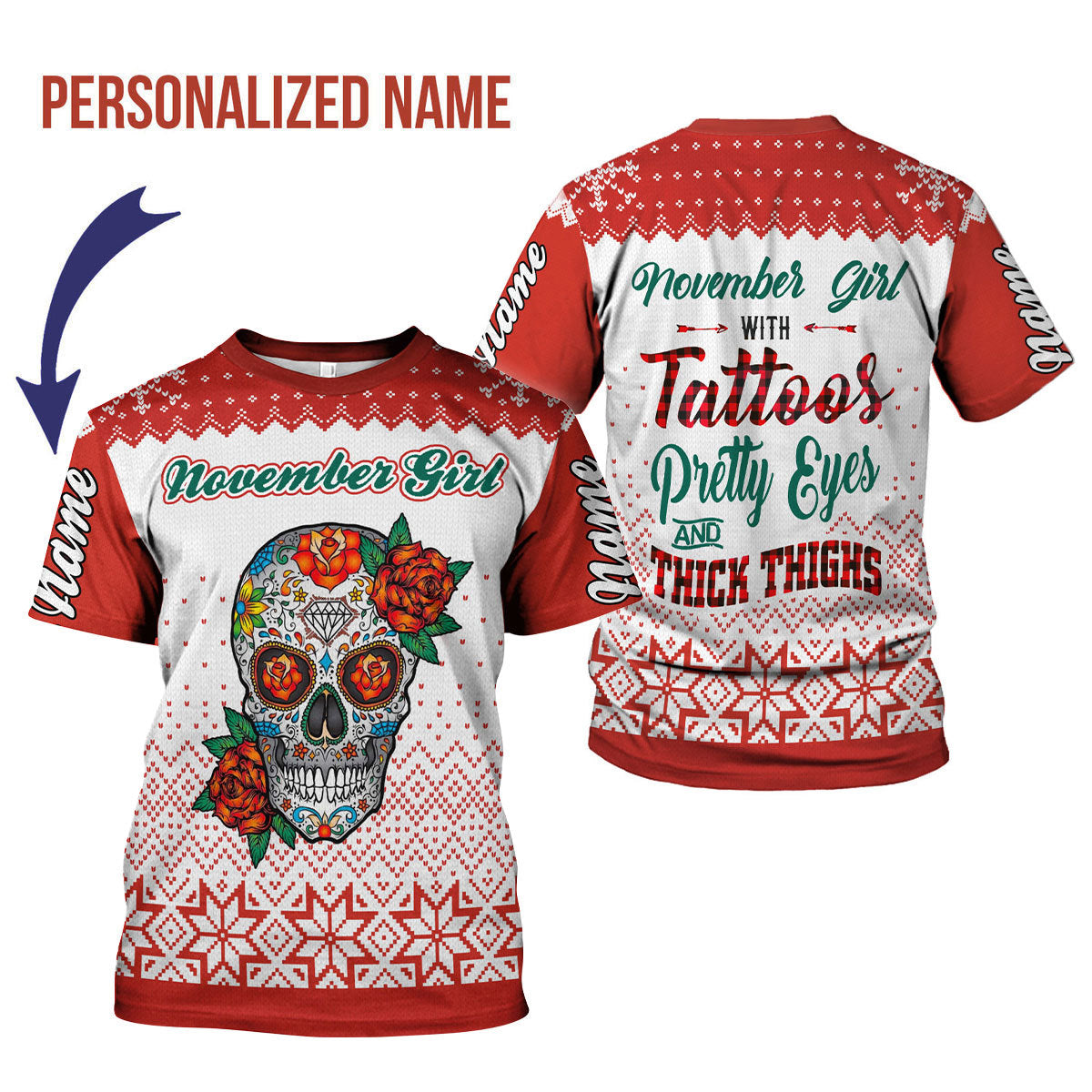 CustomsPig Personalized T-shirt November Girl All Over Printed