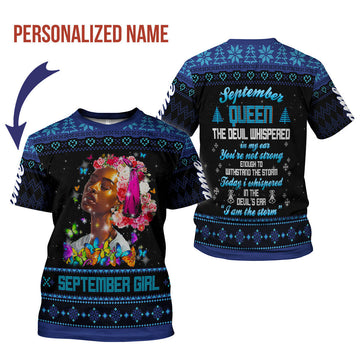 CustomsPig Personalized T-shirt September Girl I Am The Storm All Over Printed