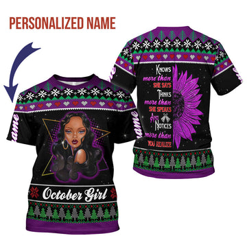 CustomsPig Personalized T-shirt October Girl All Over Printed