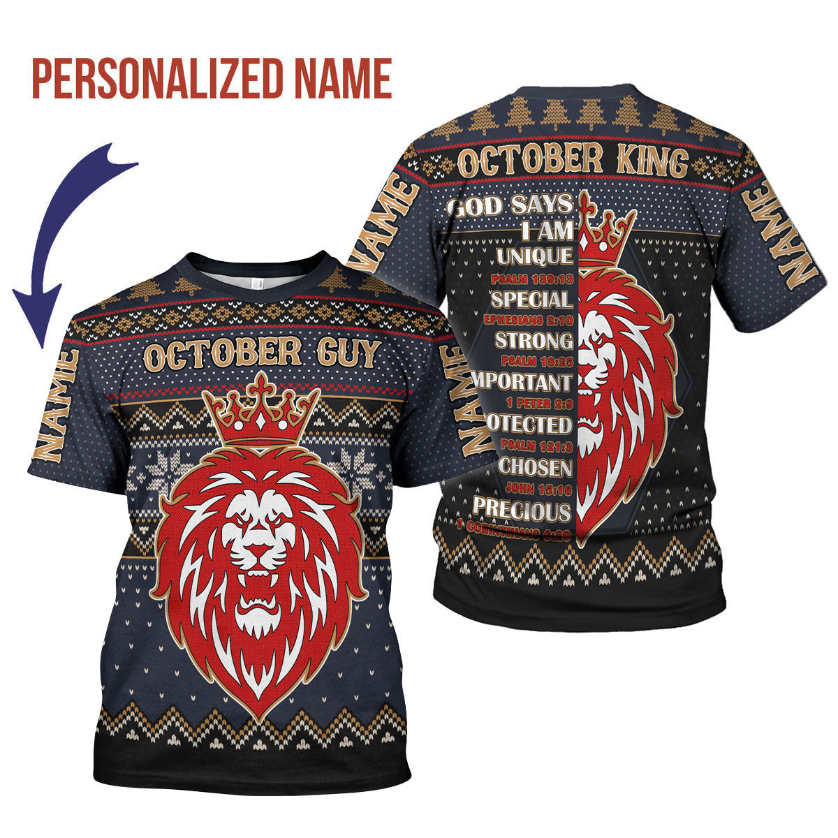 CustomsPig Personalized T-shirt October King  All Over Printed