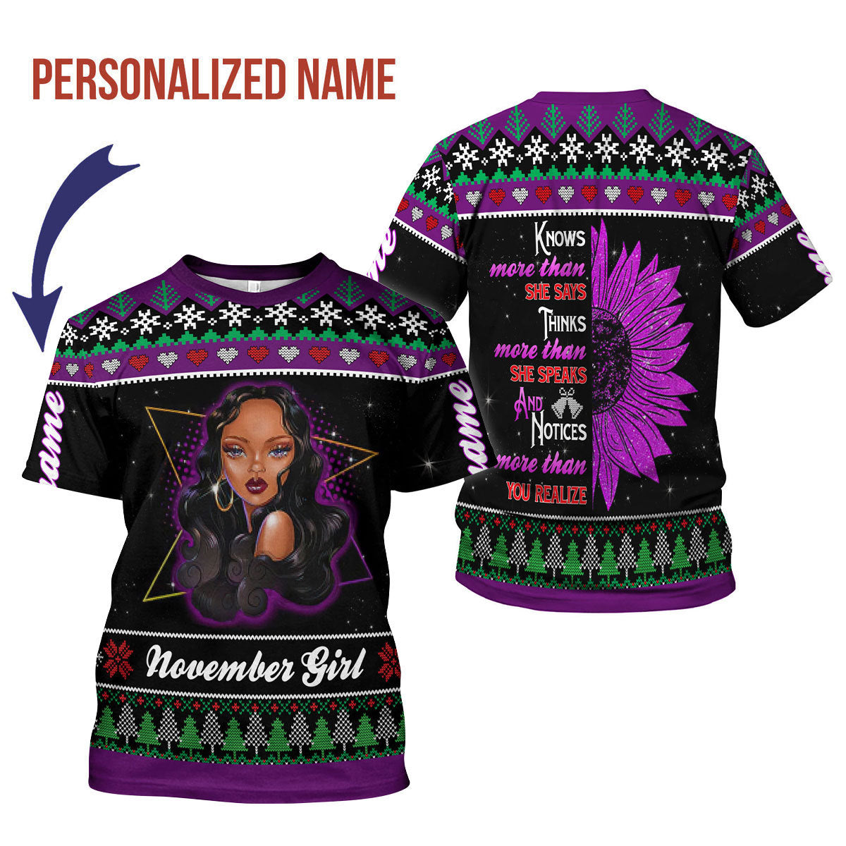 CustomsPig Personalized T-shirt November Girl All Over Printed