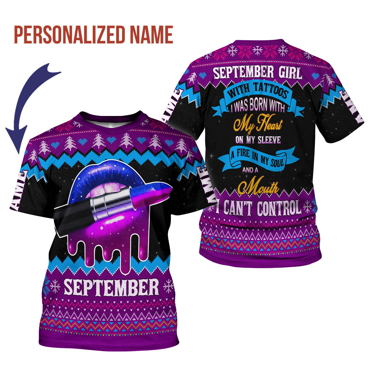 CustomsPig Personalized T-shirt September Girl All Over Printed