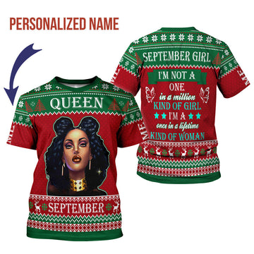 CustomsPig Personalized T-shirt September Girl All Over Printed