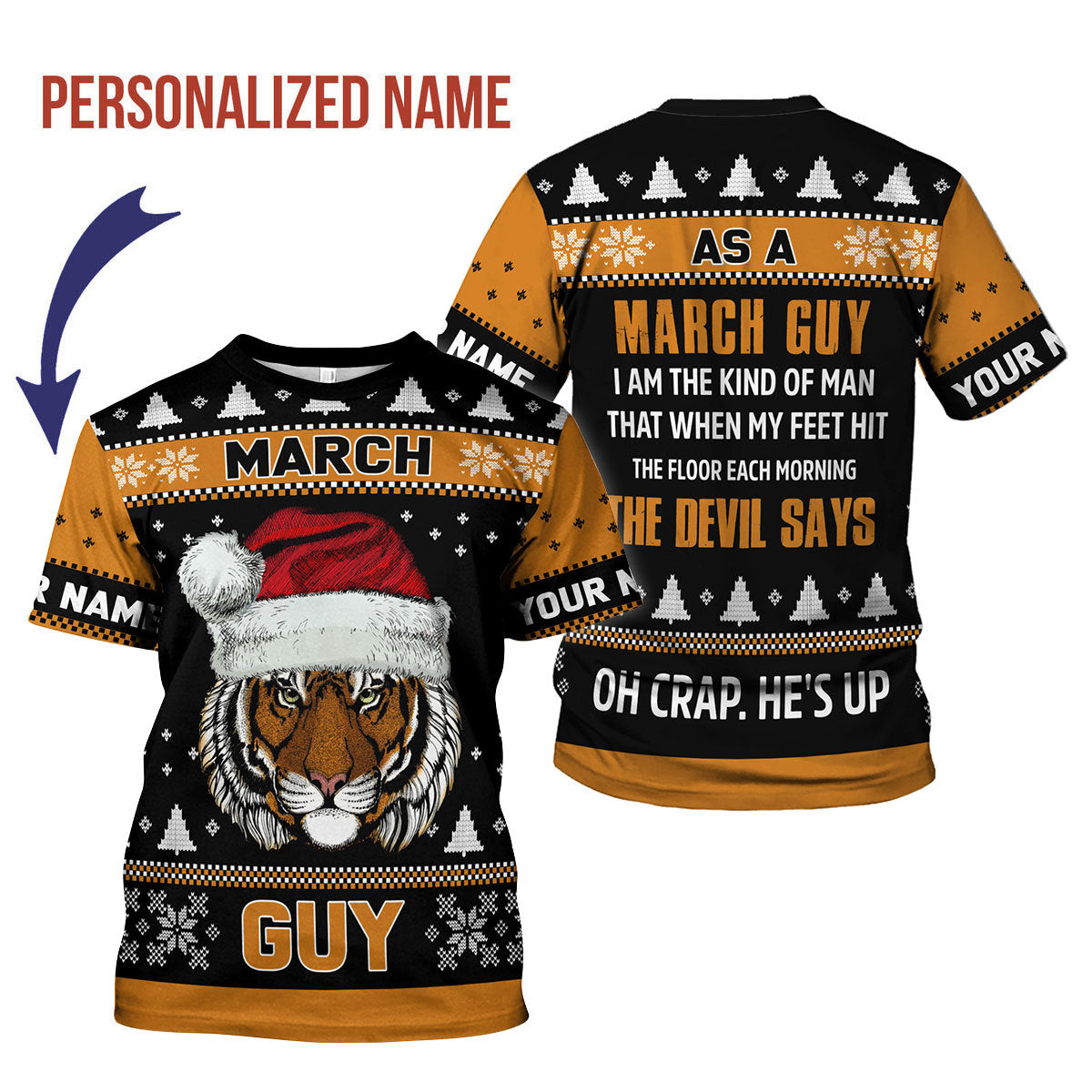 CustomsPig Personalized T-Shirt March Guy All Over Printed