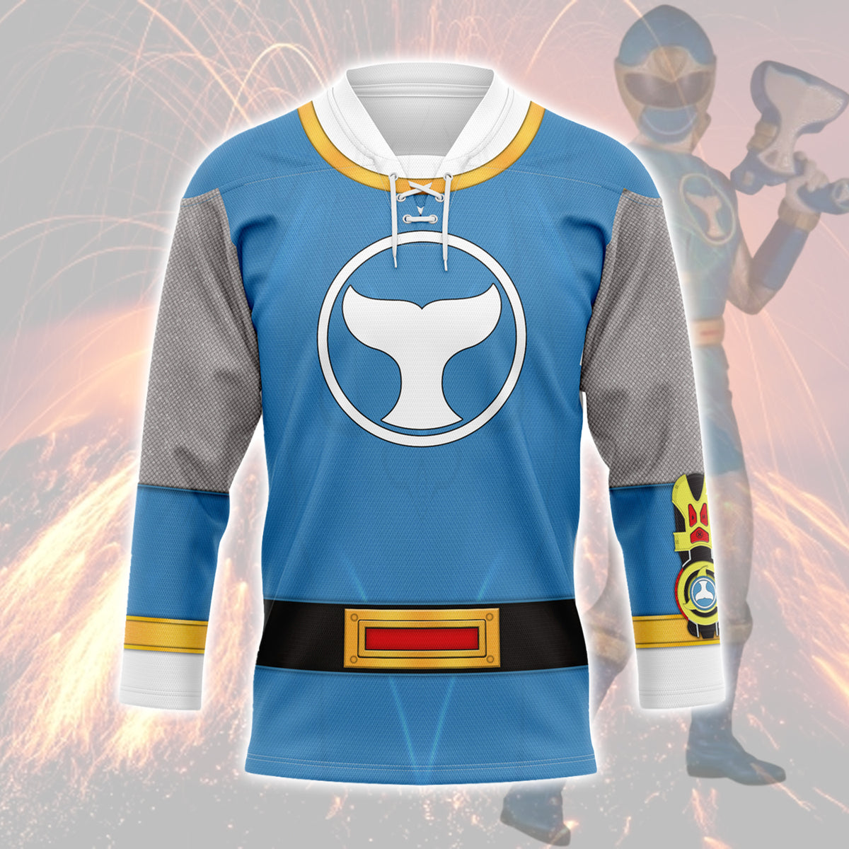 HumansBold Power Rangers Ninja Storm Blue Ranger Hockey Jersey