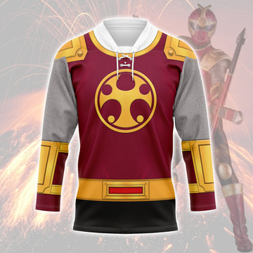 HumansBold Power Rangers Ninja Storm Crimson Ranger Hockey Jersey