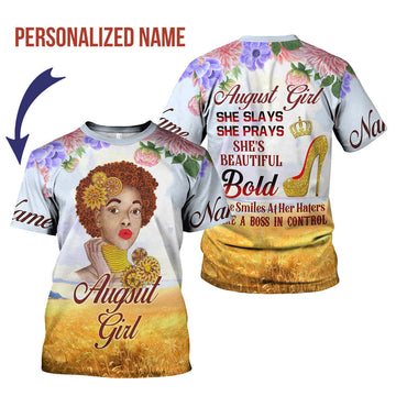 CustomsPig Personalized T-Shirt August Girl All Over Printed