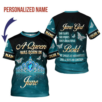 CustomsPig Personalized T-Shirt June Girl All Over Printed